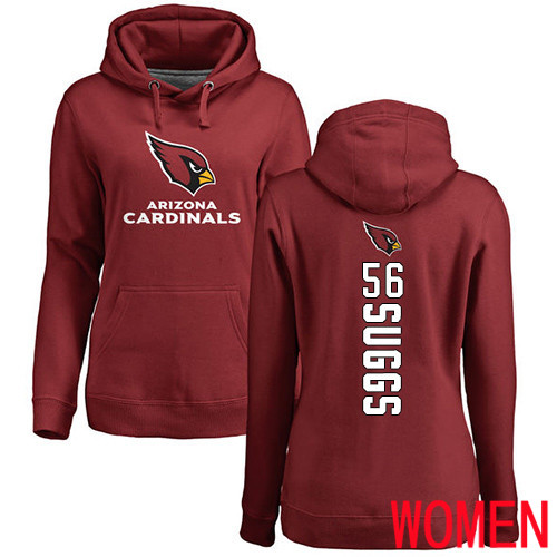 Arizona Cardinals Maroon Women Terrell Suggs Backer NFL Football 56 Pullover Hoodie Sweatshirts